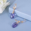 image:imageAustrian Crystal Teardrop Leverback Dangle Earrings for Women Fashion 14K Gold Plated Hypoallergenic JewelryTanzanite