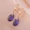 image:imageAustrian Crystal Teardrop Leverback Dangle Earrings for Women Fashion 14K Gold Plated Hypoallergenic JewelryTanzanite