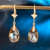 image:imageAustrian Crystal Teardrop Leverback Dangle Earrings for Women Fashion 14K Gold Plated Hypoallergenic JewelryTopaz