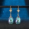 image:imageAustrian Crystal Teardrop Leverback Dangle Earrings for Women Fashion 14K Gold Plated Hypoallergenic JewelryVitrail Light