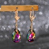 image:imageAustrian Crystal Teardrop Leverback Dangle Earrings for Women Fashion 14K Gold Plated Hypoallergenic JewelryVitrail Medium