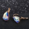 image:imageAustrian Crystal Triangle Leverback Drop Earrings for Women 14K Rose Gold Plated Hypoallergenic JewelryAurora Borealis
