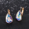 image:imageAustrian Crystal Triangle Leverback Drop Earrings for Women 14K Rose Gold Plated Hypoallergenic JewelryAurora Borealis