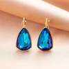 image:imageAustrian Crystal Triangle Leverback Drop Earrings for Women 14K Rose Gold Plated Hypoallergenic JewelryBermuda Blue