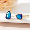 image:imageAustrian Crystal Triangle Leverback Drop Earrings for Women 14K Rose Gold Plated Hypoallergenic JewelryBermuda Blue