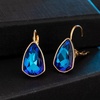 image:imageAustrian Crystal Triangle Leverback Drop Earrings for Women 14K Rose Gold Plated Hypoallergenic JewelryBermuda Blue