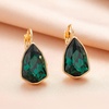 image:imageAustrian Crystal Triangle Leverback Drop Earrings for Women 14K Rose Gold Plated Hypoallergenic JewelryEmerald