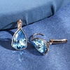 image:imageAustrian Crystal Triangle Leverback Drop Earrings for Women 14K Rose Gold Plated Hypoallergenic JewelryLight Blue