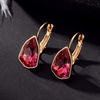 image:imageAustrian Crystal Triangle Leverback Drop Earrings for Women 14K Rose Gold Plated Hypoallergenic JewelryPink