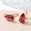 image:imageAustrian Crystal Triangle Leverback Drop Earrings for Women 14K Rose Gold Plated Hypoallergenic JewelryPink