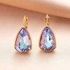 image:imageAustrian Crystal Triangle Leverback Drop Earrings for Women 14K Rose Gold Plated Hypoallergenic JewelryVitrail Light