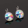image:imageAustrian Crystals Round Drop Leverback Earrings for Women 14K Gold Plated Hypoallergenic Hoop EarringsAurora Borealis
