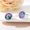 image:imageAustrian Crystals Round Drop Leverback Earrings for Women 14K Gold Plated Hypoallergenic Hoop EarringsAurora Green