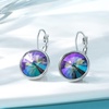 image:imageAustrian Crystals Round Drop Leverback Earrings for Women 14K Gold Plated Hypoallergenic Hoop EarringsAurora Green