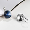 image:imageAustrian Crystals Round Drop Leverback Earrings for Women 14K Gold Plated Hypoallergenic Hoop EarringsBlue