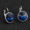 image:imageAustrian Crystals Round Drop Leverback Earrings for Women 14K Gold Plated Hypoallergenic Hoop EarringsBlue