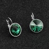image:imageAustrian Crystals Round Drop Leverback Earrings for Women 14K Gold Plated Hypoallergenic Hoop EarringsGreen
