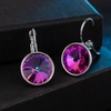 image:imageAustrian Crystals Round Drop Leverback Earrings for Women 14K Gold Plated Hypoallergenic Hoop EarringsHeliotrope