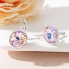image:imageAustrian Crystals Round Drop Leverback Earrings for Women 14K Gold Plated Hypoallergenic Hoop EarringsPink
