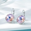 image:imageAustrian Crystals Round Drop Leverback Earrings for Women 14K Gold Plated Hypoallergenic Hoop EarringsPink