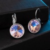 image:imageAustrian Crystals Round Drop Leverback Earrings for Women 14K Gold Plated Hypoallergenic Hoop EarringsPink