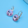 image:imageAustrian Crystals Round Drop Leverback Earrings for Women 14K Gold Plated Hypoallergenic Hoop EarringsVitrail Light