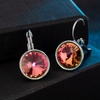 image:imageAustrian Crystals Round Drop Leverback Earrings for Women 14K Gold Plated Hypoallergenic Hoop EarringsVitrail Rose