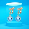 image:imageCube Austrian Crystal Drop Clip On Dangle Earrings for Women Non Pierced 14K Rose Gold Plated Hypoallergenic JewelryAquamarine