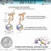 image:imageCube Austrian Crystal Drop Clip On Dangle Earrings for Women Non Pierced 14K Rose Gold Plated Hypoallergenic JewelryAurora Borealis