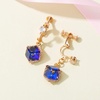 image:imageCube Austrian Crystal Drop Clip On Dangle Earrings for Women Non Pierced 14K Rose Gold Plated Hypoallergenic JewelryBlue
