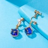 image:imageCube Austrian Crystal Drop Clip On Dangle Earrings for Women Non Pierced 14K Rose Gold Plated Hypoallergenic JewelryBlue