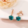 image:imageCube Austrian Crystal Drop Clip On Dangle Earrings for Women Non Pierced 14K Rose Gold Plated Hypoallergenic JewelryEmerald
