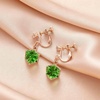 image:imageCube Austrian Crystal Drop Clip On Dangle Earrings for Women Non Pierced 14K Rose Gold Plated Hypoallergenic JewelryFern Green
