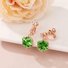 image:imageCube Austrian Crystal Drop Clip On Dangle Earrings for Women Non Pierced 14K Rose Gold Plated Hypoallergenic JewelryFern Green
