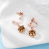 image:imageCube Austrian Crystal Drop Clip On Dangle Earrings for Women Non Pierced 14K Rose Gold Plated Hypoallergenic JewelryLight Topaz