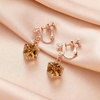 image:imageCube Austrian Crystal Drop Clip On Dangle Earrings for Women Non Pierced 14K Rose Gold Plated Hypoallergenic JewelryLight Topaz