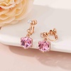 image:imageCube Austrian Crystal Drop Clip On Dangle Earrings for Women Non Pierced 14K Rose Gold Plated Hypoallergenic JewelryPink