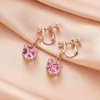 image:imageCube Austrian Crystal Drop Clip On Dangle Earrings for Women Non Pierced 14K Rose Gold Plated Hypoallergenic JewelryPink