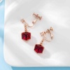 image:imageCube Austrian Crystal Drop Clip On Dangle Earrings for Women Non Pierced 14K Rose Gold Plated Hypoallergenic JewelryRed