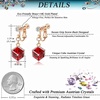 image:imageCube Austrian Crystal Drop Clip On Dangle Earrings for Women Non Pierced 14K Rose Gold Plated Hypoallergenic JewelryRed