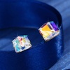 image:imageCube Austrian Crystal Drop Stud Earrings for Women Fashion S925 Sterling Silver Hypoallergenic JewelryAurora Boreali
