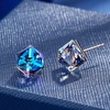 image:imageCube Austrian Crystal Drop Stud Earrings for Women Fashion S925 Sterling Silver Hypoallergenic JewelryDark Blue