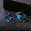 image:imageCube Austrian Crystal Drop Stud Earrings for Women Fashion S925 Sterling Silver Hypoallergenic JewelryDark Blue