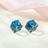 image:imageCube Austrian Crystal Drop Stud Earrings for Women Fashion S925 Sterling Silver Hypoallergenic JewelryDark Blue