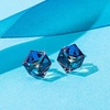 image:imageCube Austrian Crystal Drop Stud Earrings for Women Fashion S925 Sterling Silver Hypoallergenic JewelryDark Blue
