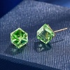 image:imageCube Austrian Crystal Drop Stud Earrings for Women Fashion S925 Sterling Silver Hypoallergenic JewelryFern Green