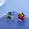 image:imageCube Austrian Crystal Drop Stud Earrings for Women Fashion S925 Sterling Silver Hypoallergenic JewelryRainbow