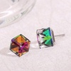 image:imageCube Austrian Crystal Drop Stud Earrings for Women Fashion S925 Sterling Silver Hypoallergenic JewelryRainbow