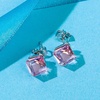 image:imageCube Austrian Crystal Drop Stud Earrings for Women Fashion S925 Sterling Silver Hypoallergenic JewelryRose Pink
