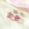 image:imageCube Austrian Crystal Drop Stud Earrings for Women Fashion S925 Sterling Silver Hypoallergenic JewelryRose Pink